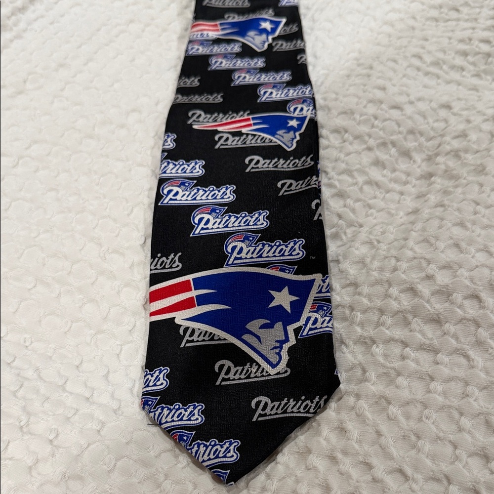 NFL Patriots Black Tie with Blue and Red Accents
